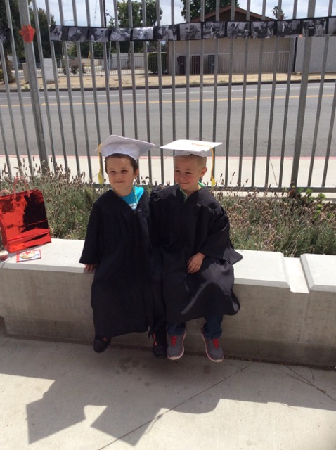 A photo of Hiatt and his friend Owen at pre-school graduation